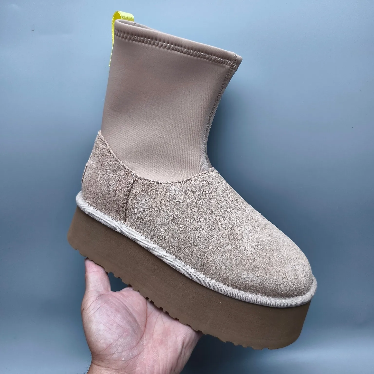 💰560 UGG sheepskin all-in-one snow boots 4031 Thick-soled elastic mid-cut casual style Color: Maroon Black Sand Size: 35-40